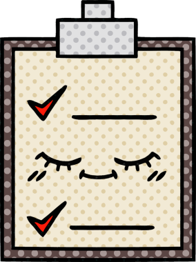 bir insan tarafından çizilmiş kontrol listesinin çizgi roman tarzı karikatürü