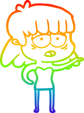 gökkuşağı gradyan çizgi çizimi bir insan tarafından çizilmiş yorgun bir kadın