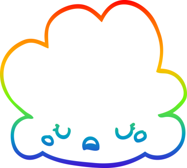 Gökkuşağı gradyan çizgisi bir insan tarafından çizilmiş şirin bir karikatür bulutu