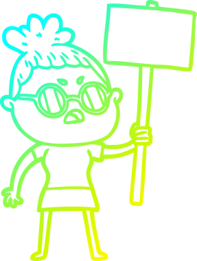 Bir insan tarafından çizilmiş bir çizgi filmin soğuk gradyan çizimi.