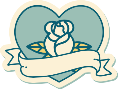 Bir insan tarafından çizilmiş, geleneksel kalp şeklinde dövme çıkartması.