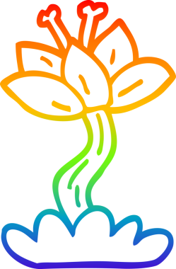 Bir insan tarafından çizilmiş kırmızı zambak çizgi çizimi.