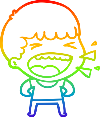 Gökkuşağının gradyan çizimi bir insan tarafından çizilmiş gülen bir adamın çizimi.