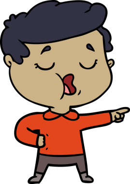 Bir insan tarafından çizilmiş karikatür adam konuşuyor.