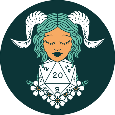 Bir insan tarafından çizilmiş doğal yirmi zar atma ikonu