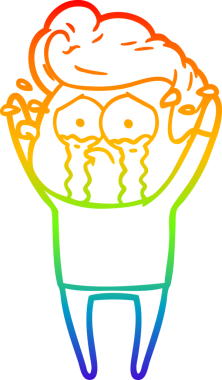 Bir insan tarafından çizilmiş ağlayan bir adamın çizdiği gökkuşağı gradyan çizgisi.