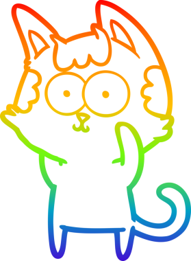 gökkuşağı gradyan çizimi mutlu çizgi film kedisi bir insan tarafından çizildi