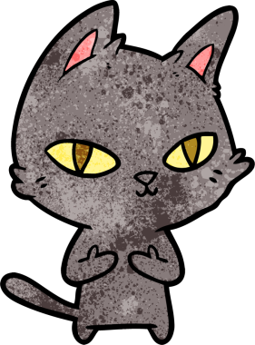 Bir insan tarafından çizilmiş çizgi film kedisi.