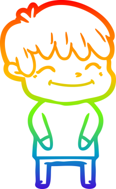 gökkuşağı gradyan çizgi çizimi bir insan tarafından çizilmiş mutlu bir çocuk