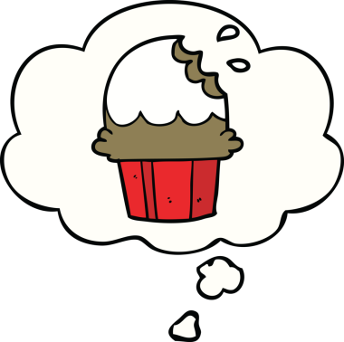 Bir insan tarafından çizilmiş düşünce balonlu kek.