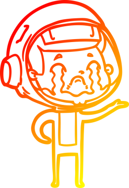 Bir insan tarafından çizilmiş, ağlayan bir astronotun sıcak çizgi çizimi