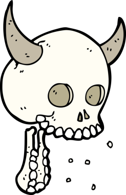 Bir insan tarafından çizilmiş ürkütücü bir kafatası.