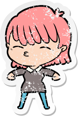 Bir insan tarafından çizilmiş karikatür bir kadının sıkıntılı çıkartması.