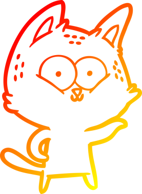 Bir insan tarafından çizilmiş çizgi film kedisinin sıcak çizgi çizimi