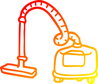 Bir insan tarafından çizilmiş karikatür vakum süpürgesinin sıcak çizgi çizimi