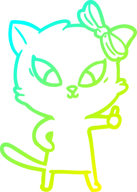 Bir insan tarafından çizilen çizgi film kedisinin soğuk gradyan çizgisi.