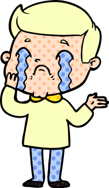 Bir insan tarafından çizilmiş ağlayan çizgi film adamı.