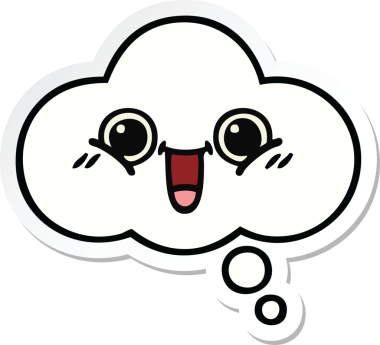 Bir insan tarafından çizilmiş şirin bir düşünce baloncuğunun çıkartması.