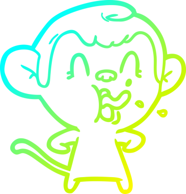 Bir insan tarafından çizilmiş çılgın bir çizgi film maymunu çizimi