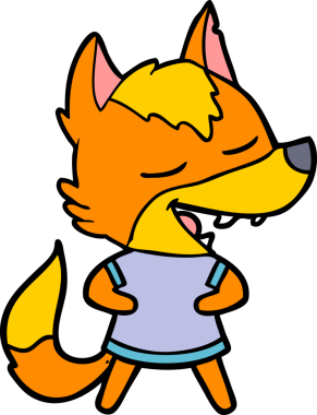 Bir insan tarafından çizilmiş tilki çizgi film karakteri