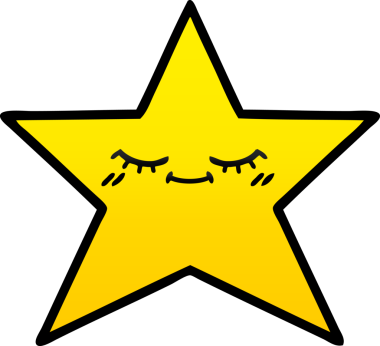 Bir insan tarafından çizilmiş altın yıldızın gölgeli karikatürü