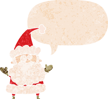 Çizgi film, Noel Baba 'nın aklını karıştırdı ve grunge' deki konuşma baloncuğuyla bir insan tarafından çizilmiş tedirgin geçmiş dokuma stili.