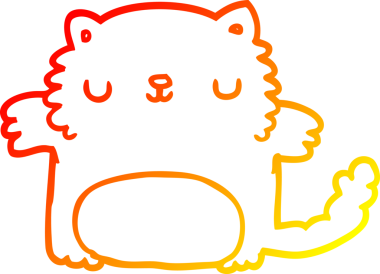 Bir insan tarafından çizilmiş çizgi film kedisinin sıcak çizgi çizimi