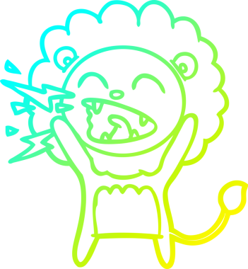 Bir insan tarafından çizilen kükreyen aslanın soğuk çizgi çizimi.