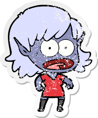 Bir karikatürün sıkıntılı çıkartması bir insan tarafından çizilmiş elf kızı şok etti.