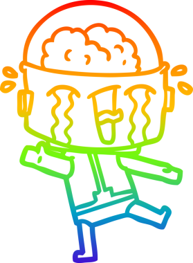 gökkuşağı gradyan çizimi bir insan tarafından çizilmiş ağlayan bir robot çizgi