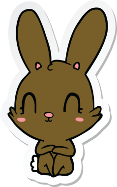 Bir insan tarafından çizilmiş şirin bir tavşanın çıkartması.