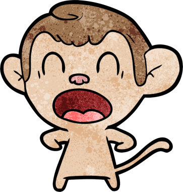 Bir insan tarafından çizilmiş bağıran çizgi maymun.