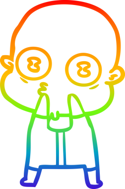 Gökkuşağı gradyan çizgi çizimi Bir insan tarafından çizilmiş garip kel uzay adamı