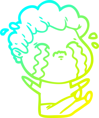 Bir insan tarafından çizilmiş ağlayan bir çizgi film karakteri çizimi.