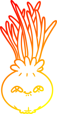 Bir insan tarafından çizilmiş karikatür soğanın sıcak gradyan çizimi