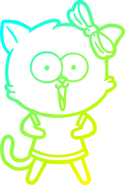 Bir insan tarafından çizilen çizgi film kedisinin soğuk gradyan çizgisi.