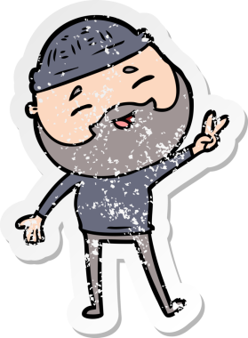 Bir insan tarafından çizilmiş mutlu sakallı bir adamın sıkıntılı çıkartması.