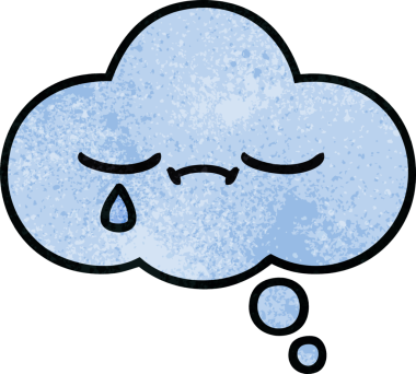 Bir insan tarafından çizilmiş bir düşünce baloncuğunun retro grunge doku karikatürü