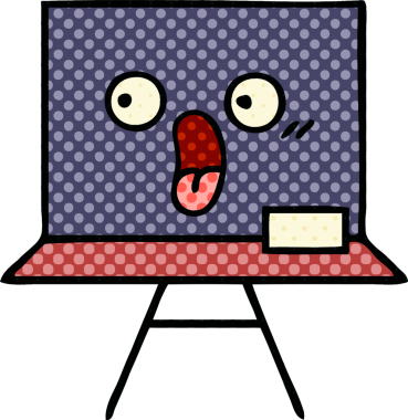 bir insan tarafından çizilmiş bir karatahtanın çizgi roman tarzı