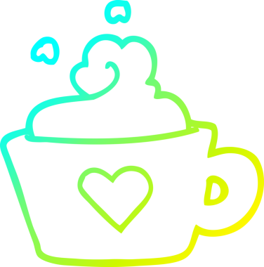 Bir insanın çizdiği bir fincan kahvenin soğuk gradyan çizgisi.