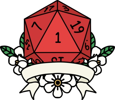 Retro Dövme Biçimi Doğal Bir d20 zar bir insan tarafından çizildi