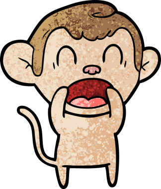 Bir insan tarafından çizilmiş bağıran çizgi maymun.