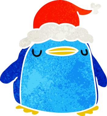 Bir insan tarafından çizilmiş Kawaii pengueninin eski bir karikatürü.