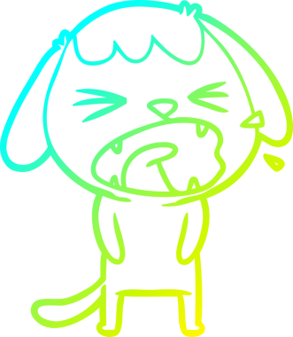 Bir insan tarafından çizilmiş şirin bir çizgi köpeğin soğuk gradyan çizgisi.