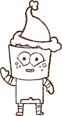 Bir insan tarafından çizilmiş Noel Robotu Kömür Çizimi