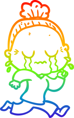 Gökkuşağı gradyan çizgi çizimi bir insan tarafından çizilmiş ağlayan yaşlı bir kadın