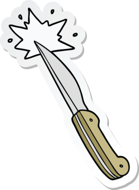 Bir insan tarafından çizilmiş keskin mutfak bıçağının çıkartması.