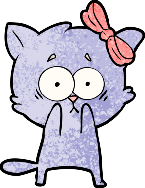 Bir insan tarafından çizilmiş çizgi film kedisi.