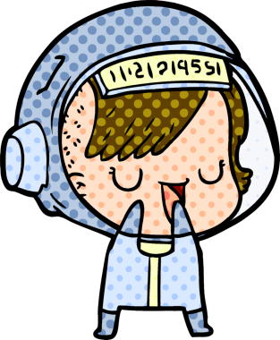 Bir insan tarafından çizilmiş astronot kadın.