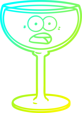 Bir insan tarafından çizilmiş bir bardak şarabın soğuk gradyan çizgisi.